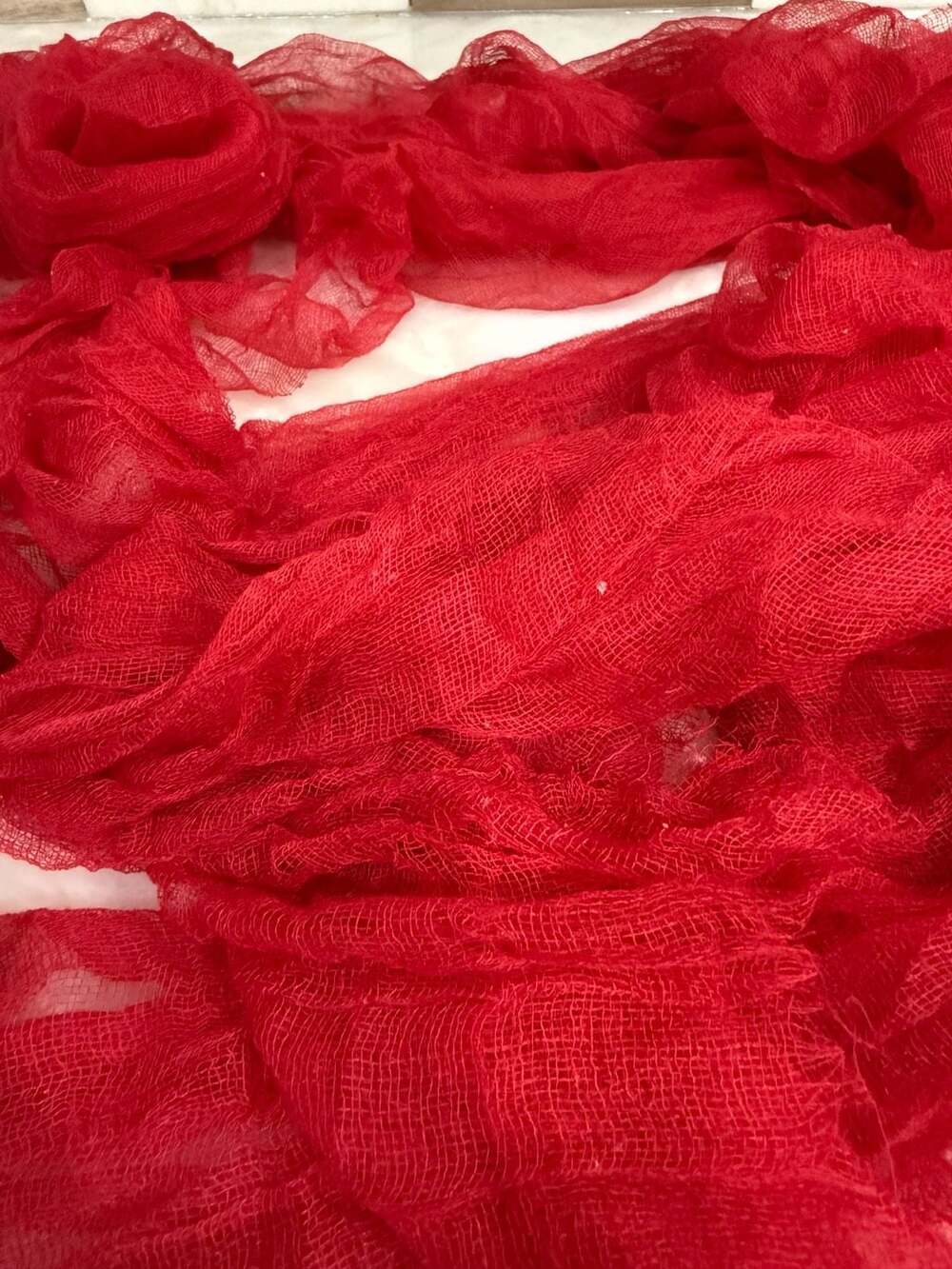 Red Cheesecloth Table Runner - Picture 2 of 2
